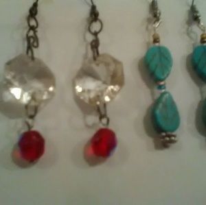 Handcrafted crystal and turquoise earrings